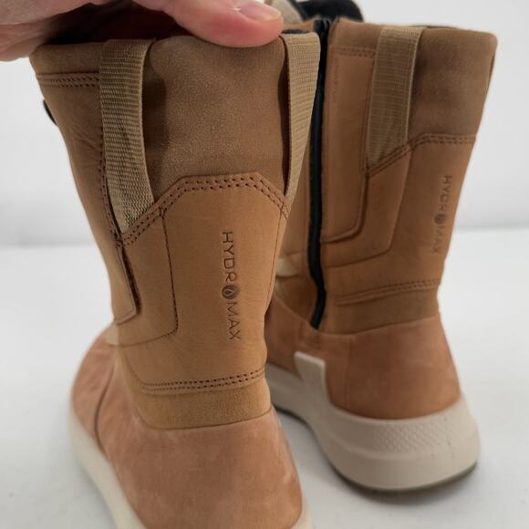 NWT Ecco Women's Tan Solice Leather Cashmere Insulated High Boots Size 39 - Picture 5 of 11